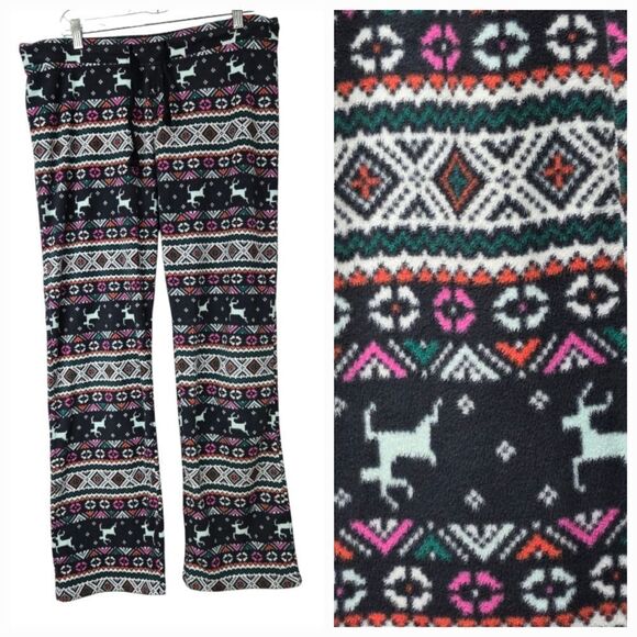 Old Navy Other - Old Navy Women's Gray Fleece Pajama Pants Sleepwear Christmas Reindeer Fair Isle